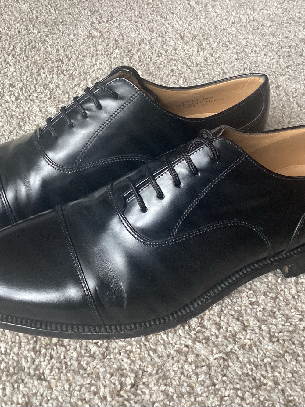 LOAKE Black Leather Cap-Toe Oxford Dress Shoes, size 10